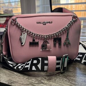 Karl Lagerfeld Light Pink Crossbody Bag with Charms